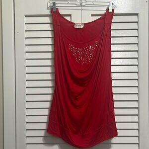 Lavish Red Orange Tank Top with Embellishment M